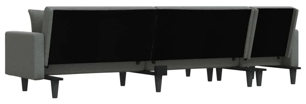 sötétszürke L-alakú szövet kanapéágy 275x140x70 cm