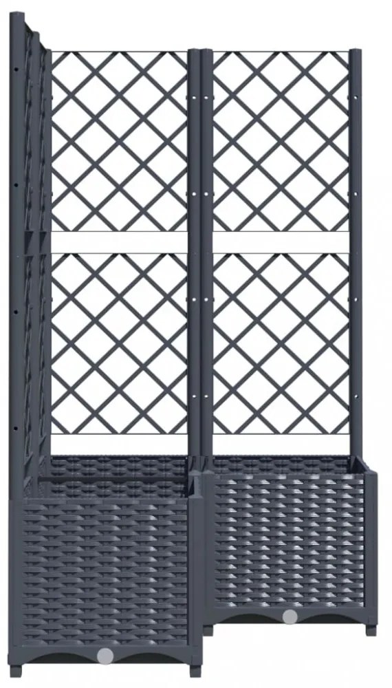 sötétszürke PP rácsos kerti ültetőláda 80 x 80 x 136 cm