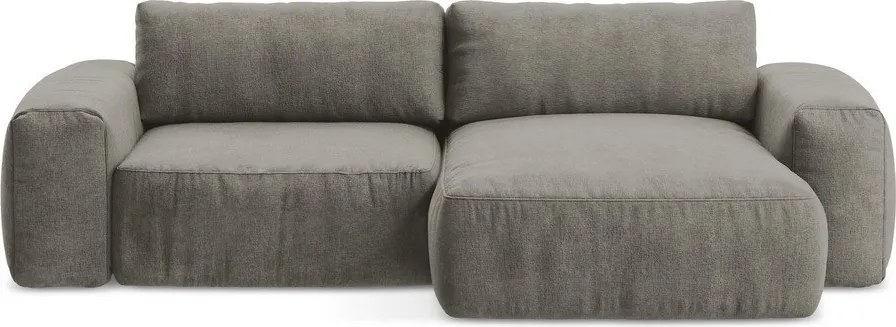 Szürke zsenília kinyitható sarokkanapé (jobb oldali-heverő résszel) Kuki – Makamii