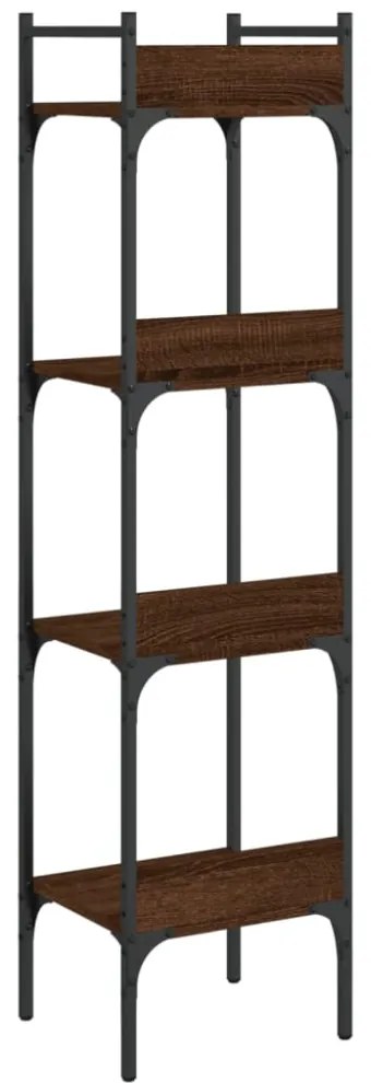 4 szintes barna tölgy szerelt fa könyvespolc 35 x 30 x 138,5 cm