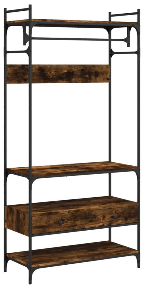füstös tölgy szerelt fa ruhásszekrény fiókokkal 89x39x184,5 cm