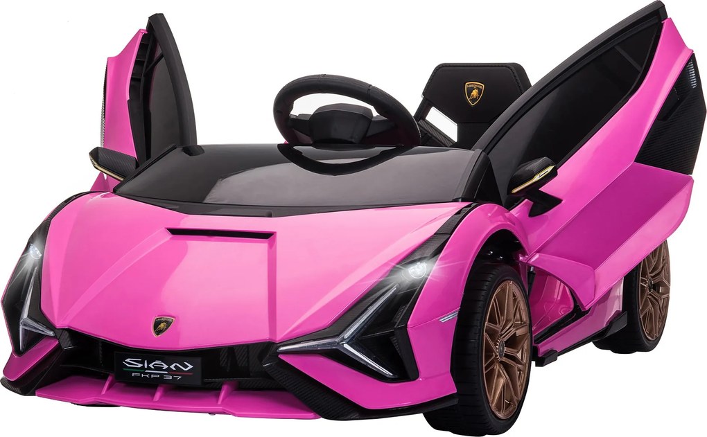HOMCOM Elektromos Autó Gyerekeknek 12V 2 Vezetési Móddal Lamborghini SIAN SUV Játék Elektromos Jármű Távvezérlés Zene (MP3/USB) Fény 3-5 Éveseknek Fém