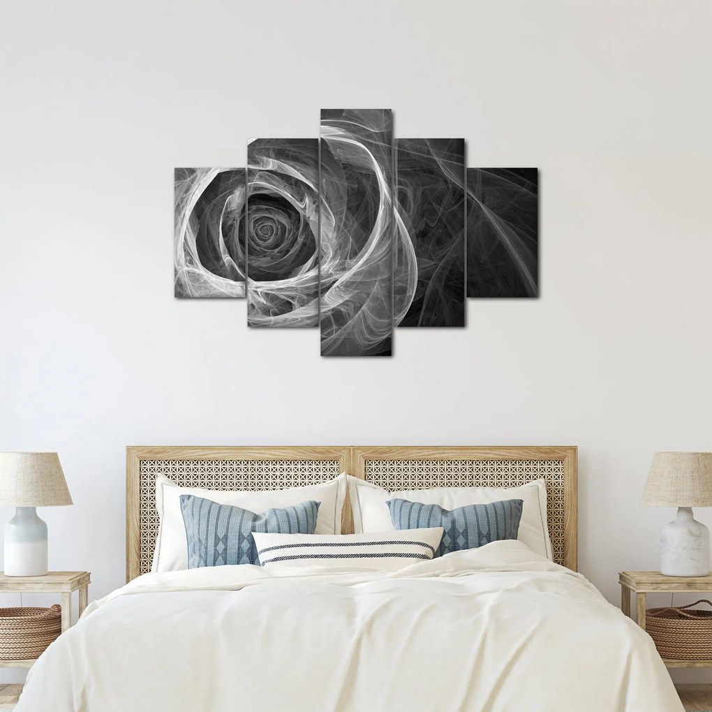 Kép - Absztrakt rózsa fekete-fehér (150x105 cm)