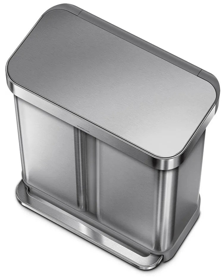Rozsdamentes acél pedálos szemetes szelektív hulladékhoz 58 l Dual - simplehuman