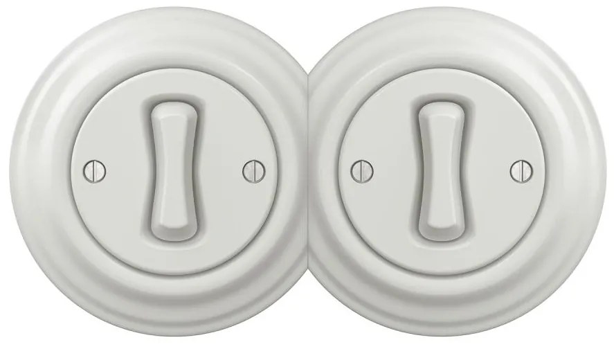 Kliklap – Dupla retro egypólusú kapcsoló, 1-es kerettel, fehér