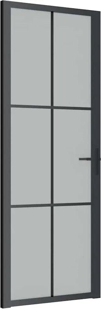 vidaXL fekete matt üveg és alumínium beltéri ajtó 76 x 201,5 cm
