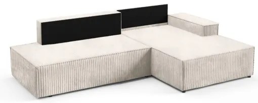TERAMO L-alakú, ággyá alakítható jobb oldali sarokülőgarnitúra tárolóval, bézs