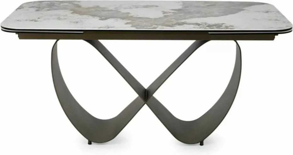 Infinity bővíthető étkezőasztal kerámia fényes fehér/réz 160-240 cm