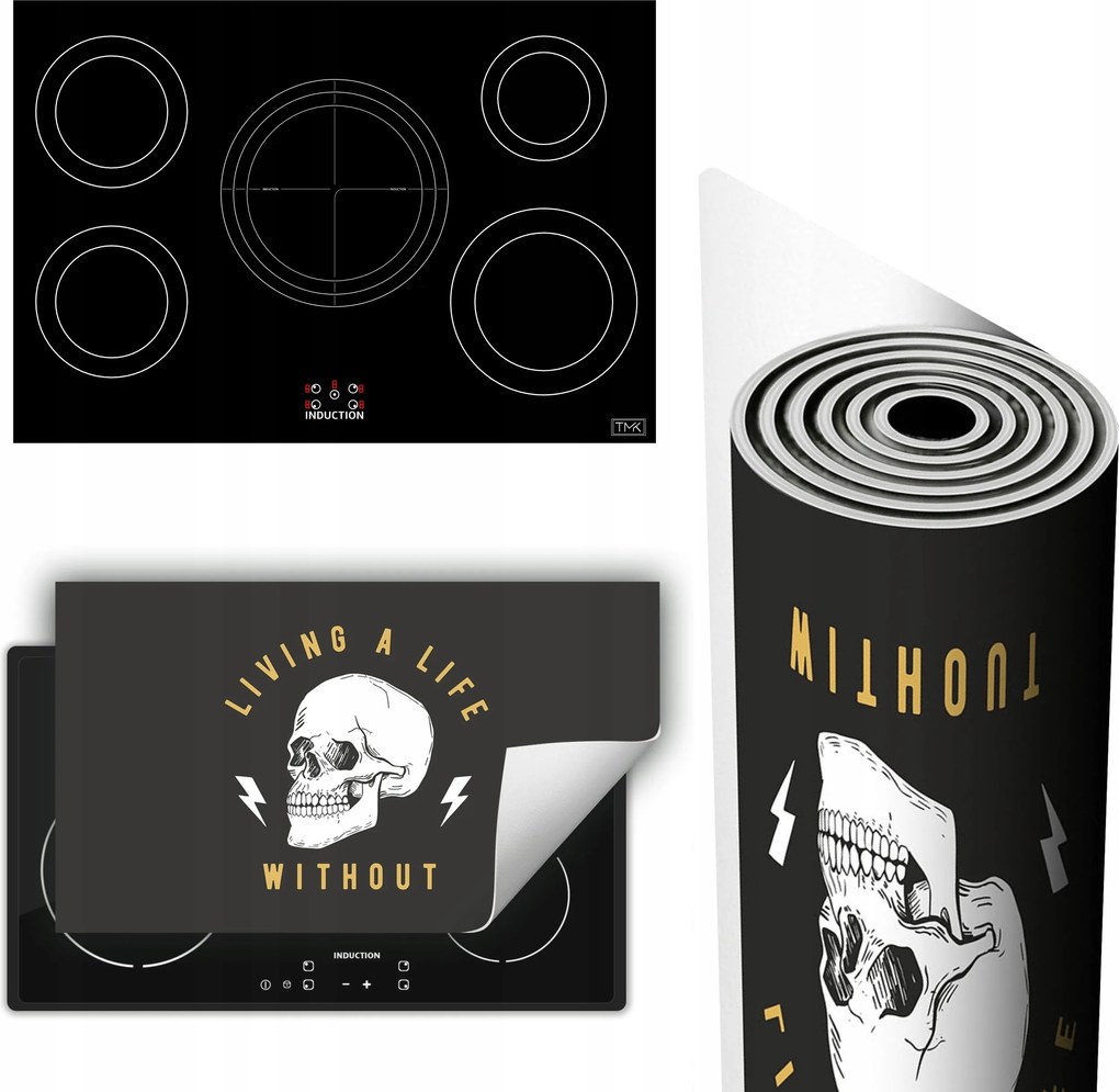 Vinil Tűzhelyvédő Szőnyeg Asztallap 90x52 sötét koponya