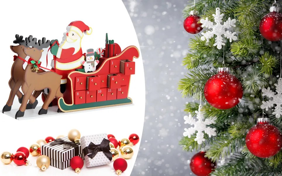 NIKOLAS adventi naptár, 52x31x13cm, színes Spielwerk