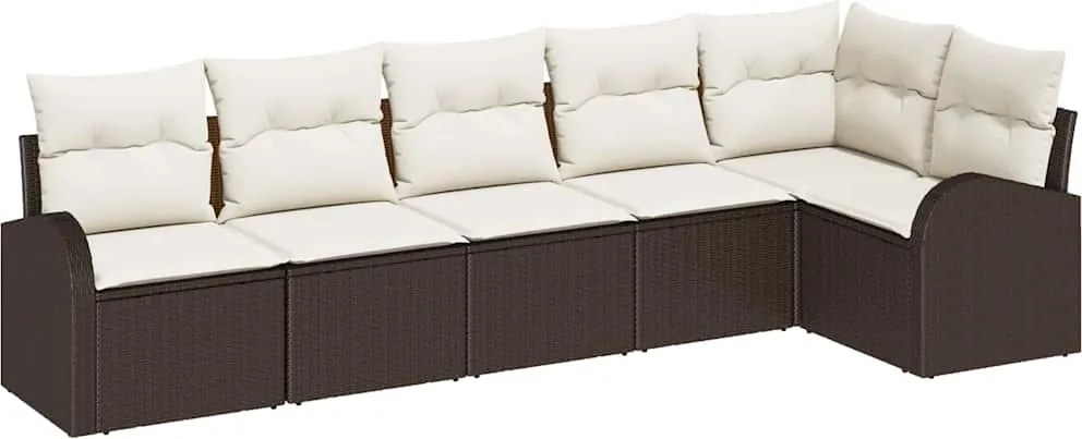 vidaXL Kerti Kanapé Szett párnával 6 pcs Barna Poli rattan