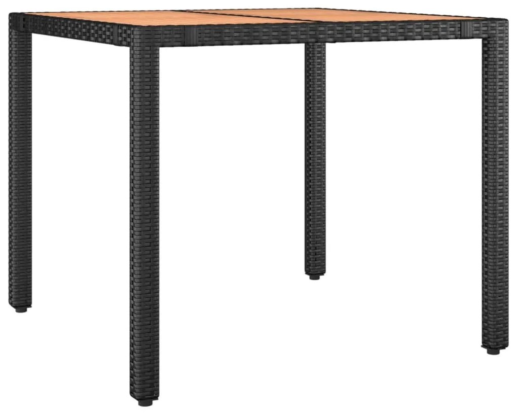 3 részes fekete polyrattan kerti bisztrógarnitúra párnákkal