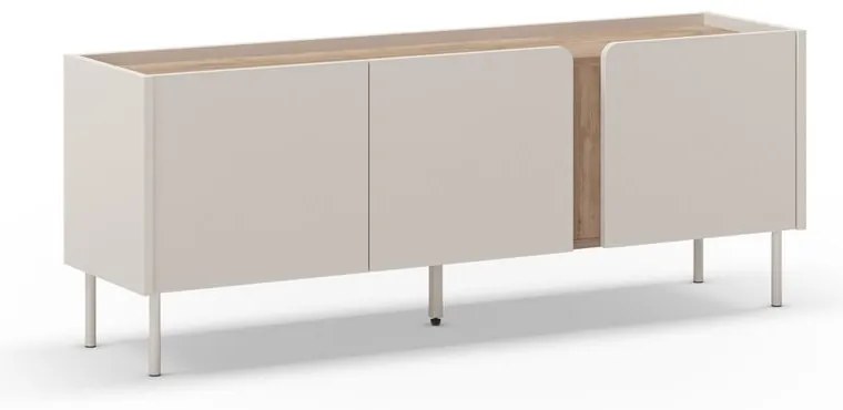 Krémszínű-natúr színű TV-állvány tölgyfa dekorral 140x53x35 cm Lucile – Marckeric