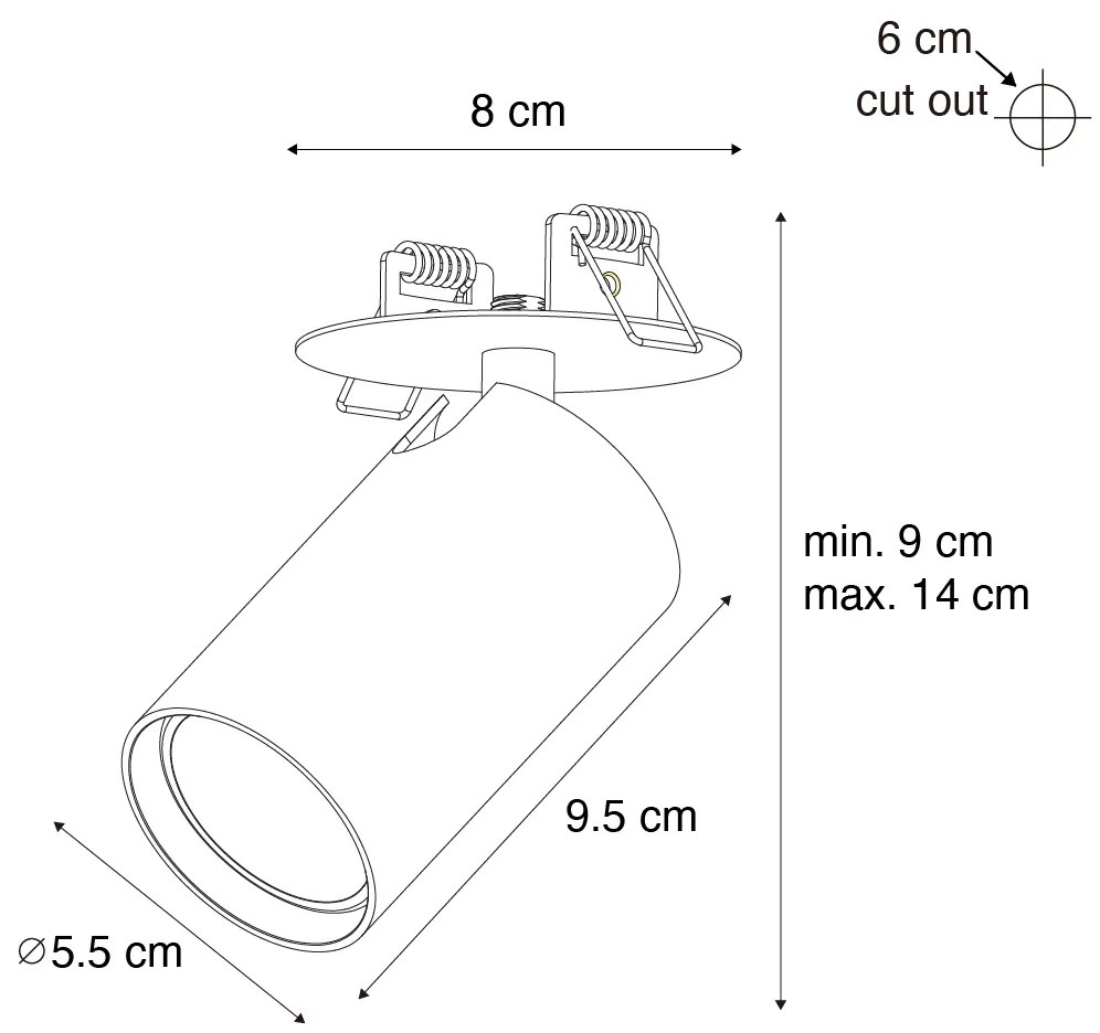 Modern beépíthető spotlámpa sötét bronz GU10 50 mm - Chels