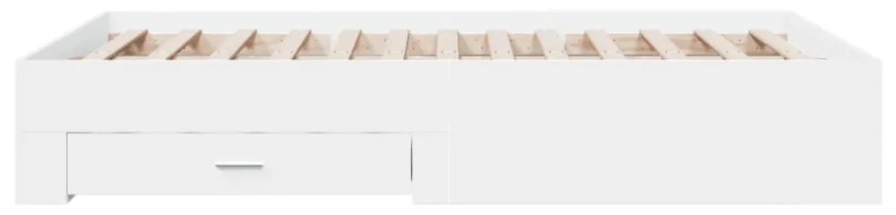 vidaXL fehér szerelt fa ágykeret fiókokkal 120 x 190 cm