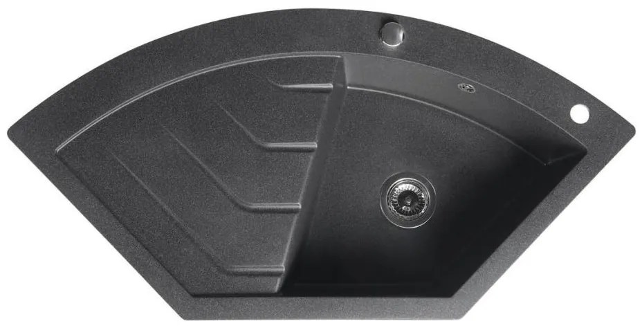 Sapho - sarokkonyhai mosogató 114x57,5 cm gránit/fekete