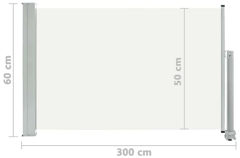 krémszínű kihúzható oldalsó terasz napellenző 60 x 300 cm