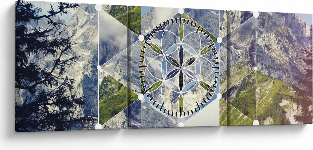 Kép - Geometriai ábra (órával) (90x30 cm)