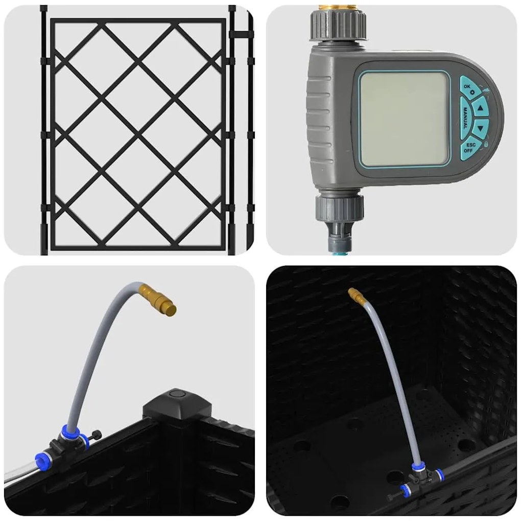 Kerti ültetők Fekete 40 x 40 x 142 cm Acél