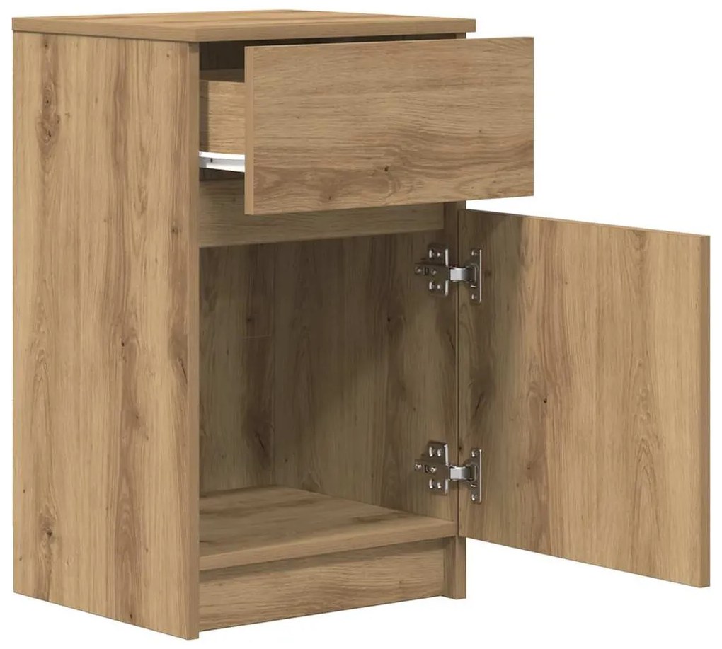 kézműves tölgy színű szerelt fa éjjeliszekrény 39x35x65 cm