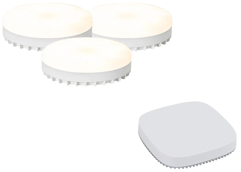 3 darabos intelligens GX53 dimmelhető LED izzókészlet RGB 9W 806LM 2700K-6500K Zigbee Smart Hub-bal