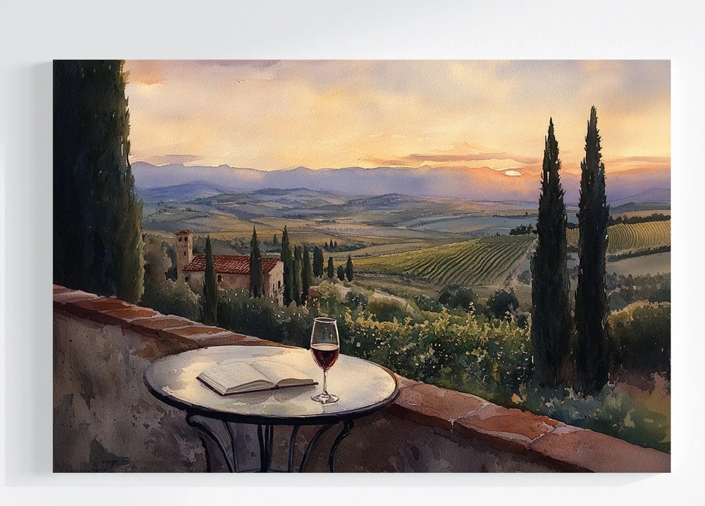 Vászonkép Canvas Tájkép Olaszország Toszkána Terasz Bor Chianti 60x40