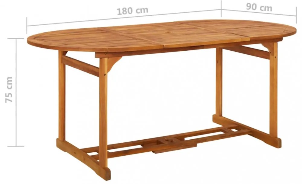tömör akácfa kerti étkezőasztal 180 x 90 x 75 cm