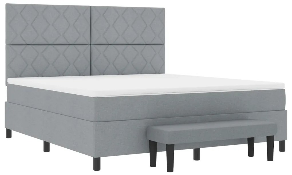 Világosszürke Box Spring Ágy Matrac &amp; Pad 180x200 cm Szövet