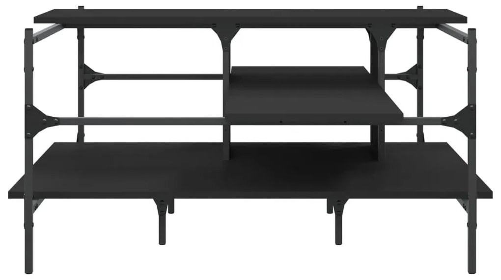 Fekete szerelt fa dohányzóasztal 100 x 100 x 48,5 cm