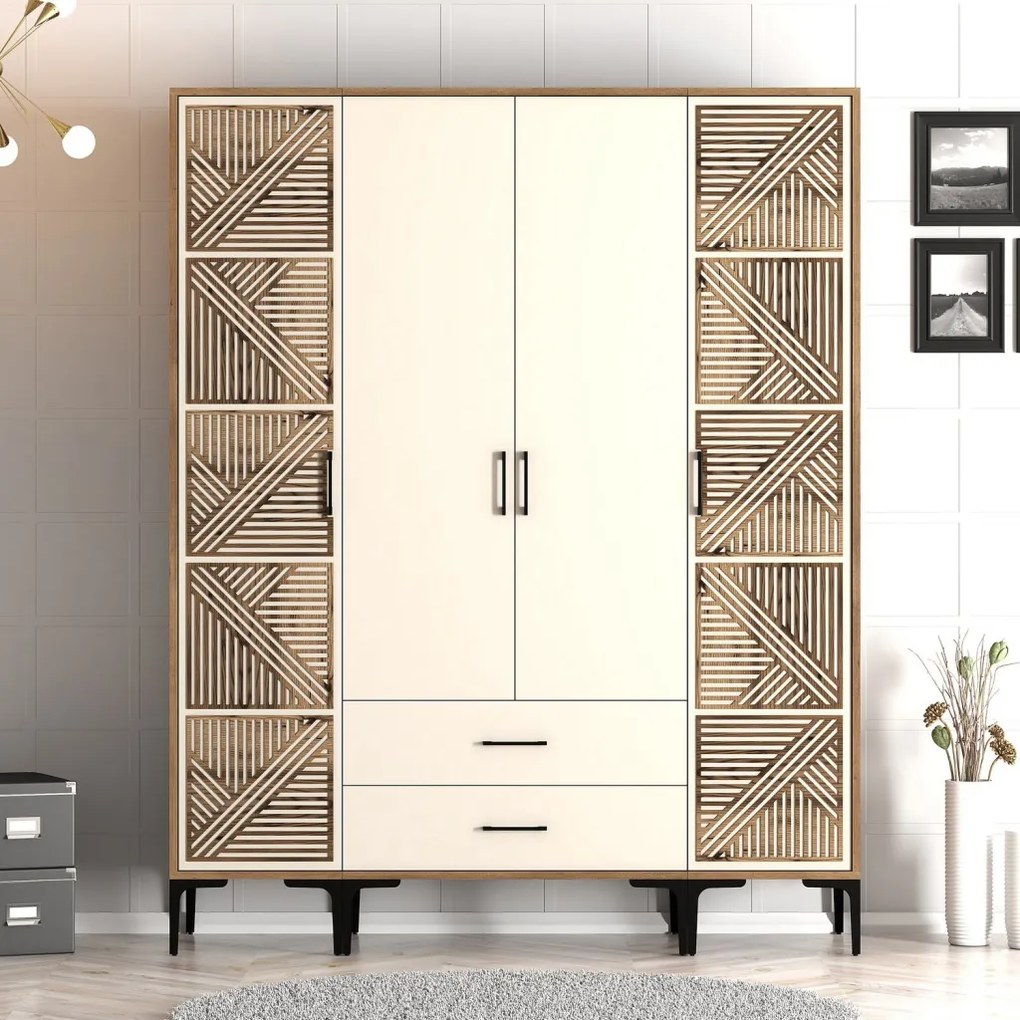 Kumsal gardróbszekrény, dió-krém, 160 cm – TR845HCT5471