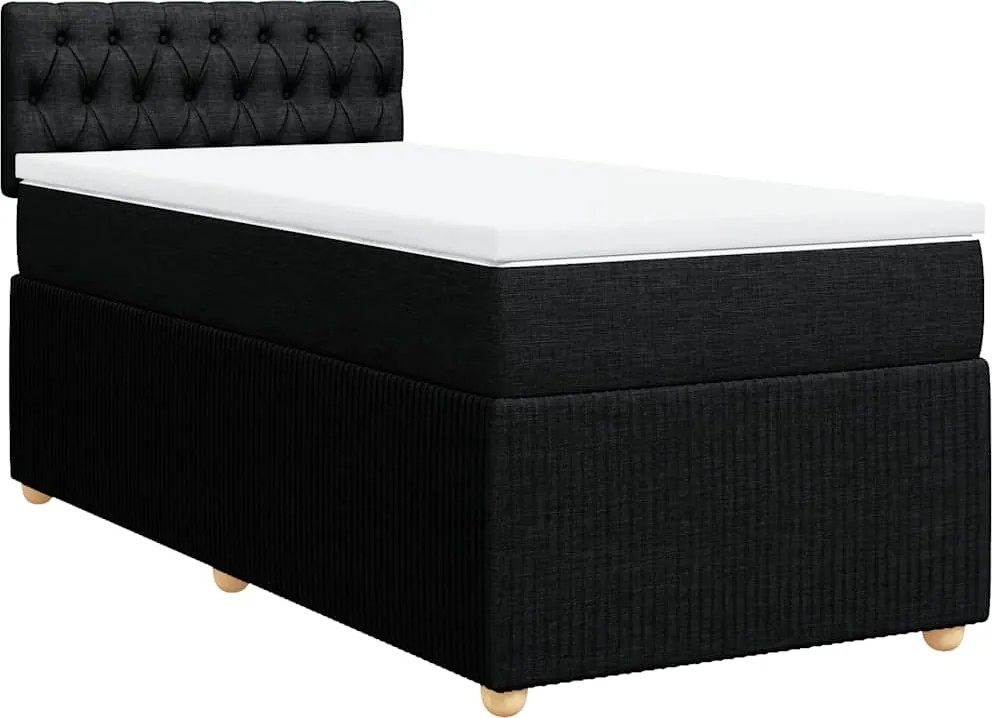 vidaXL fekete szövet rugós ágy matraccal 80 x 200 cm