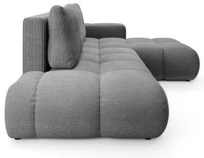 Ággyá alakítható kárpitozott L-alakú sarokülőgarnitúra ALMADA, jobb oldali, tárolóval, szürke