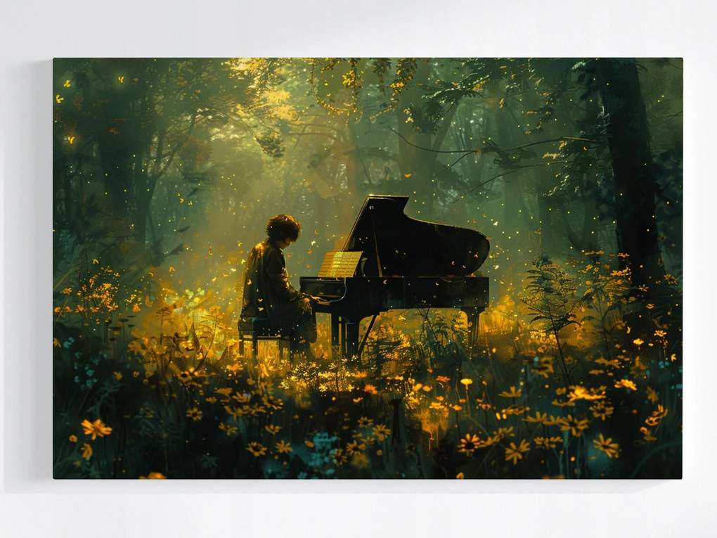 Vászonkép Canvas Erdő Tisztás Zongora Zene Reggel 60x40