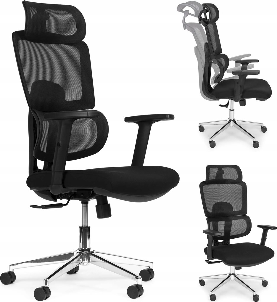 ModernHome 3213 ergonomikus irodai szék fejtámlával, fekete