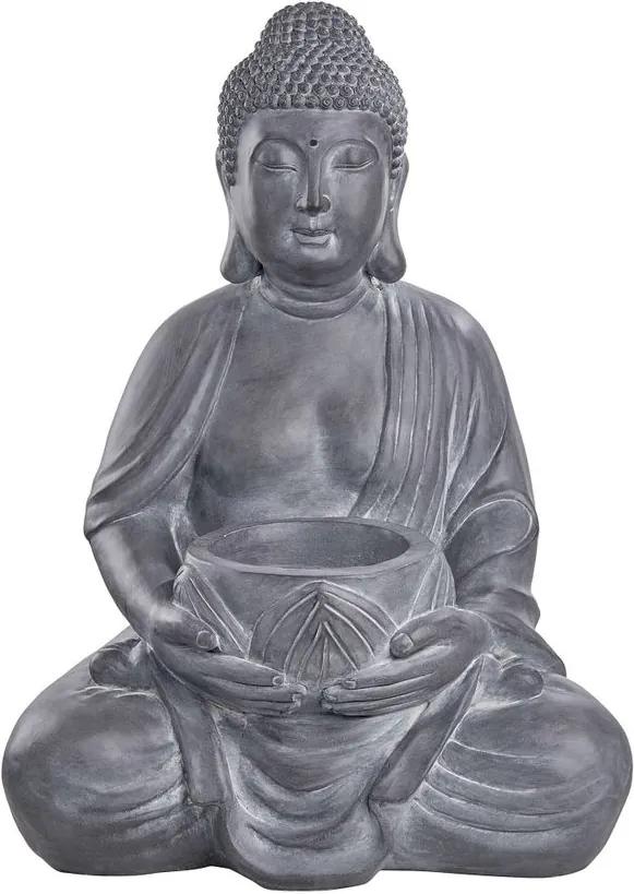 BUDDHA szobor tartóval, antracit szürke 68 cm