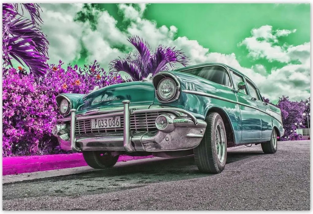 Poszterek 200x135 Klasszikus autó türkizkékben