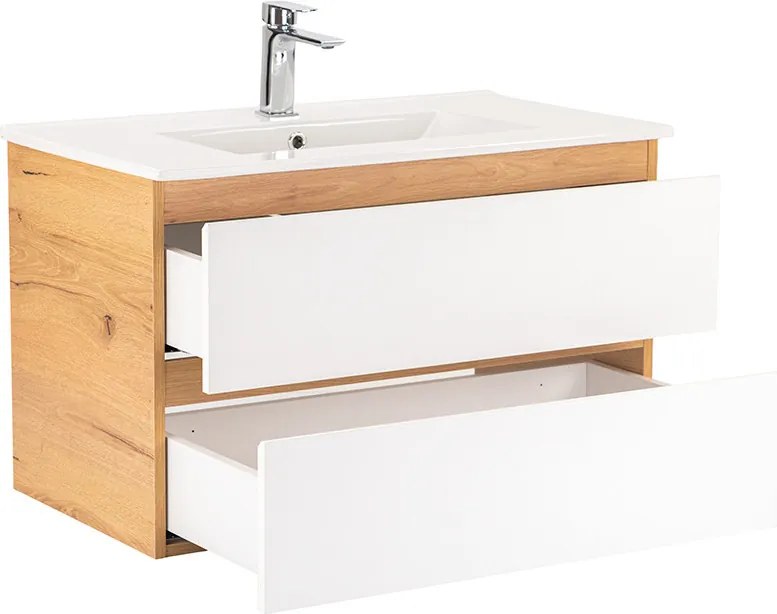 Vario Forte 80 alsó szekrény mosdóval tölgy-fehér