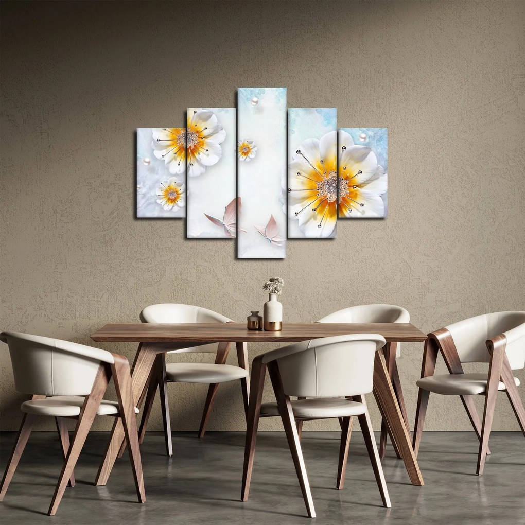 Kép - Kompozíció virágokkal és pillangókkal (150x105 cm)