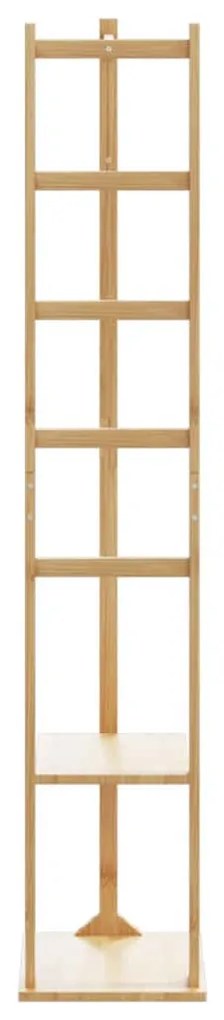 kabátállvány kampókkal és polcokkal 38,5x30x156 cm bambusz