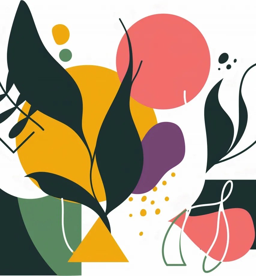 Poszter 40x50cm Színes Botanikai Absztrakt