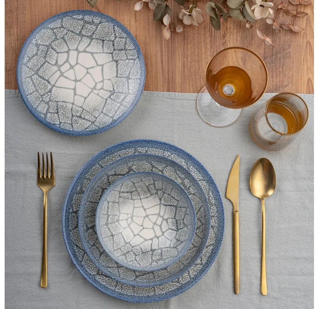 24 részes kék/porcelán étkészlet