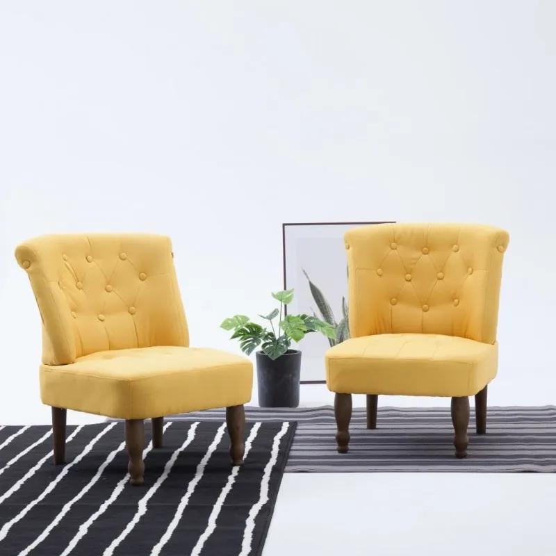 2 db sárga szövetkárpitozású francia szék
