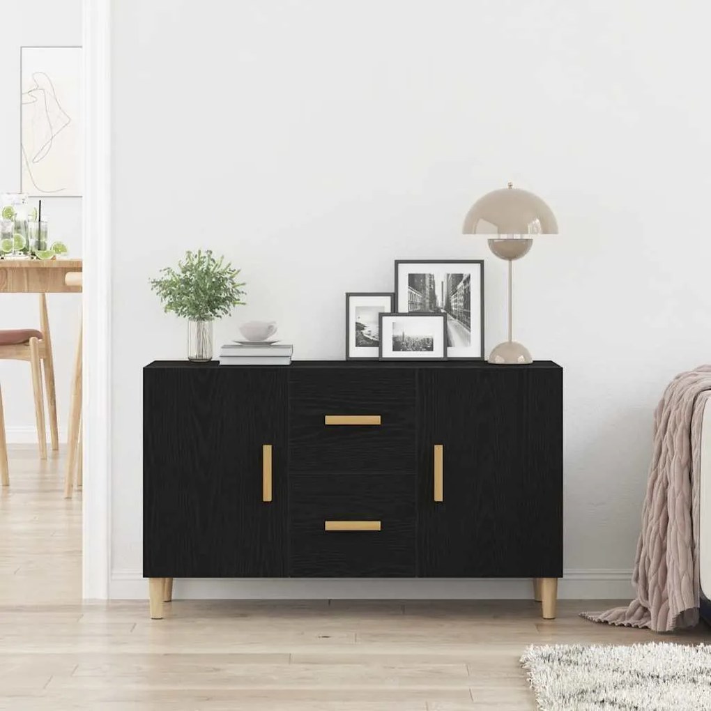 fekete tölgy szerelt fa tálalószekrény 100 x 36 x 60 cm