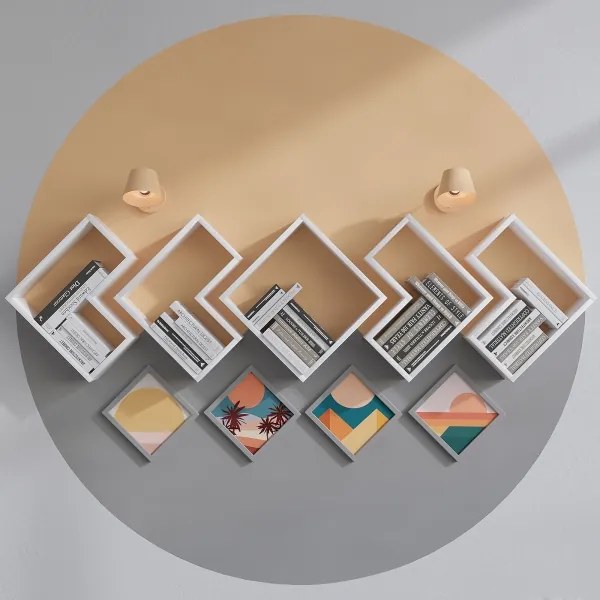 KÉSZLET 5x Fali polc ELITRA fehér