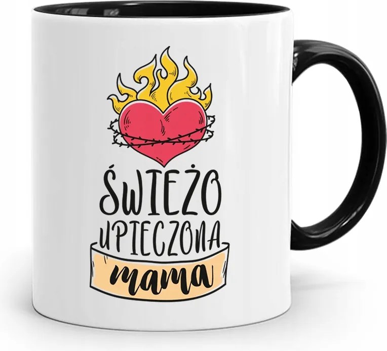 Fekete Bögre Ajándék Frissen Sült Anyukának fényképes nyomattal