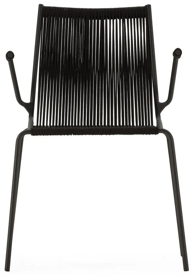 Fekete fém karfás-rakásolható étkezőszék szett 2 db-os Emily – Marckeric