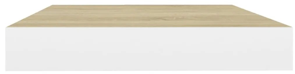 4 db tölgyszínű és fehér MDF lebegő fali polc 40 x 23 x 3,8 cm