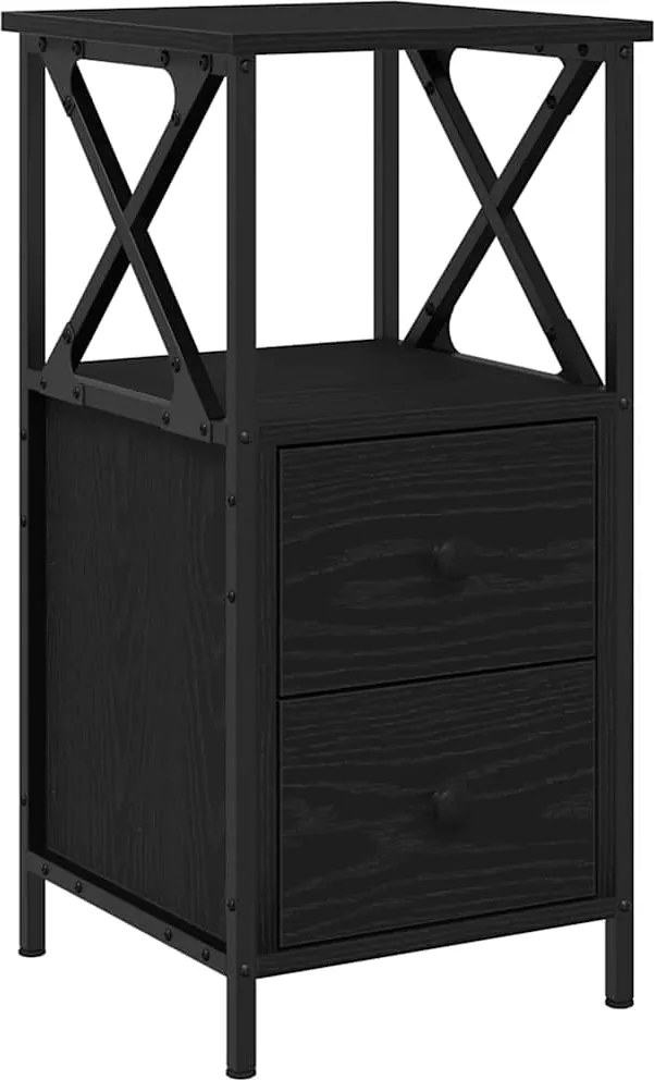 vidaXL Éjjeliszekrény fiókkal Fekete tölgy 34 x 35,5 x 70 cm Faanyag