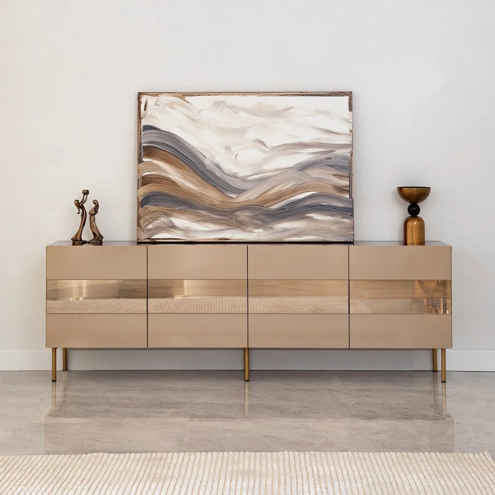 Leon TV-állvány, bronz-arany, 180 cm