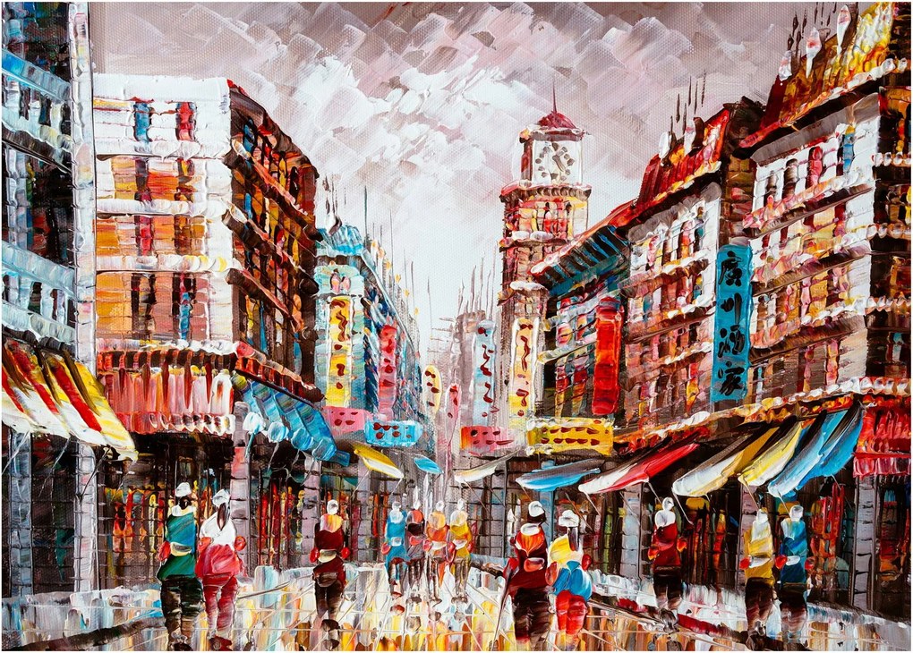 Kép - Hong Kong, olajfestmény (70x50 cm)